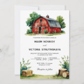 バ素朴ンウォーター色フローラコラージュ結婚ズ 招待状 (正面)