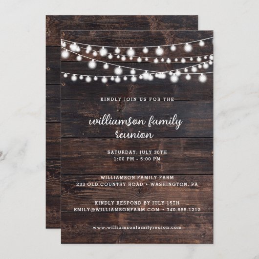 バ素朴ンウッドとストリングライトファミリー懇親会 招待状 (正面/裏面)