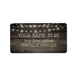 バ素朴ンウッドとストリングライト ラベル