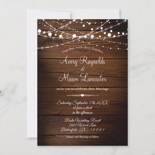 バ素朴ンウッドとストリングラ結婚イト 招待状 (正面)