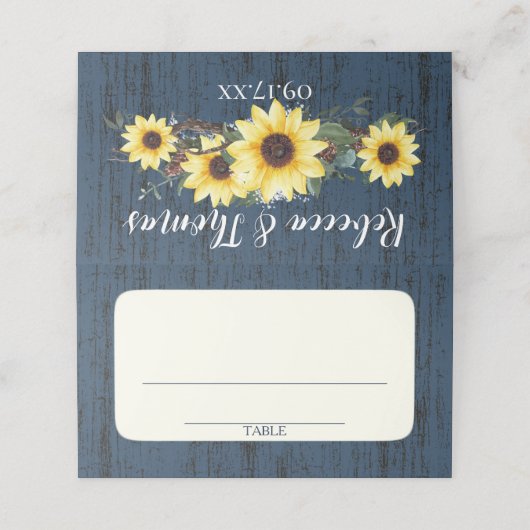 バ素朴ンウッドとヒマワリ青 プレイスカード (外部開封)