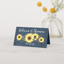 バ素朴ンウッドとヒマワリ青 プレイスカード