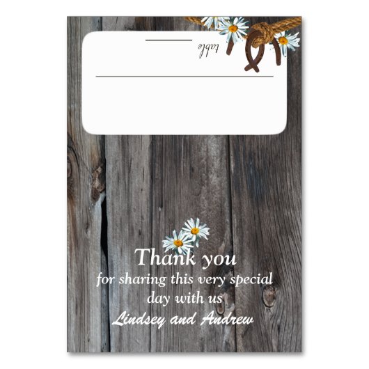 バ素朴ンウッドとホースシューズのシーティングカード テーブルナンバー (正面)