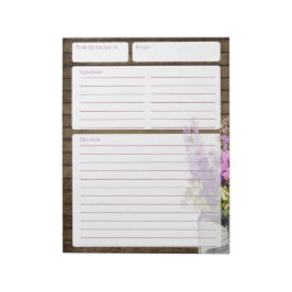 バ素朴ンウッドと瓶の花のレシピページ ノートパッド