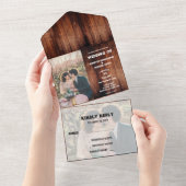 バ素朴ンウッドの国の写結婚真 オールインワン招待状 (貼ってはがせる)