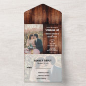 バ素朴ンウッドの国の写結婚真 オールインワン招待状 (内側)