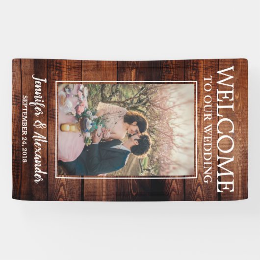 バ素朴ンウッドは私たちの写真を結婚歓迎 横断幕 (横)