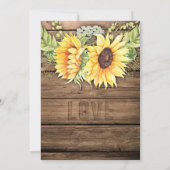 バ素朴ンウッドひまわりエッジ結婚の 招待状 (裏面)