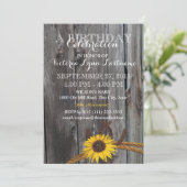 バ素朴ンウッドアンドサンフラワー誕生日 招待状 (スタンド正面)