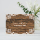 バ素朴ンウッドアンドレース結婚式の引き出物 サンキューカード (スタンド正面)