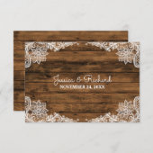 バ素朴ンウッドアンドレース結婚式の引き出物 サンキューカード (正面/裏面)