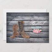 バ素朴ンウッドウエスタンカウボーイブライダルシャワー 招待状 (正面)