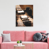 バ素朴ンウッドウエスタンカントリーミュージックギター キャンバスプリント (インサイチュ (リビング))