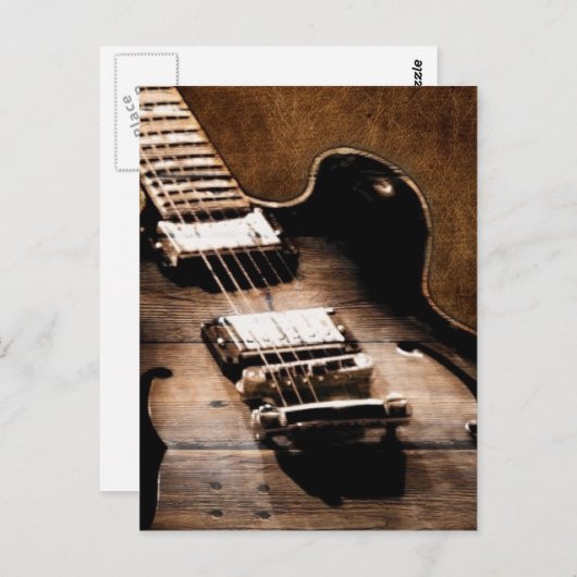 バ素朴ンウッドウエスタンカントリーミュージックギター ポストカード (正面/裏面)