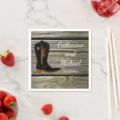 バ素朴ンウッドカントリーウェディングカウボーイブーツ スタンダードカクテルナプキン (インサイチュ)