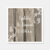 バ素朴ンウッドカントリーウェディングナプキンス スタンダードカクテルナプキン (正面)