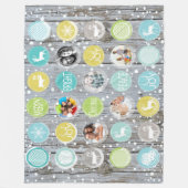 バ素朴ンウッドクリスマスファミリー写真 フリースブランケット (正面)