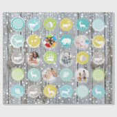 バ素朴ンウッドクリスマスファミリー写真 ラッピングペーパー (フラット)