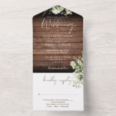 バ素朴ンウッドグリーナリーフローラ結婚ズ オールインワン招待状 (内側)