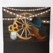 バ素朴ンウッドサンフラワーズカウボーイウェスタン結婚ズ 三つ折り招待状 (内部最初)