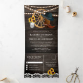 バ素朴ンウッドサンフラワーズカウボーイウェスタン結婚ズ 三つ折り招待状 (内部)