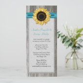 バ素朴ンウッドサンフラワーティール（緑がかった色）リボンレース 招待状 (スタンド正面)