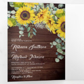 バ素朴ンウッドサンフラワーユーカリ結婚ス 三つ折り招待状 (内部最初)