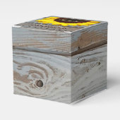 バ素朴ンウッドサンフラワー結婚式の引き出物ボックス フェイバーボックス (正面サイド)