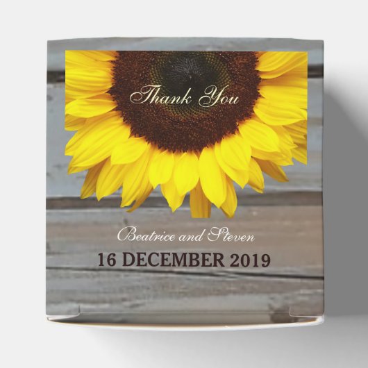 バ素朴ンウッドサンフラワー結婚式の引き出物ボックス フェイバーボックス (上部)