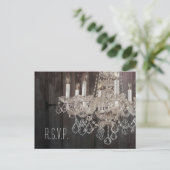 バ素朴ンウッドシャンデリア結婚の応答RSVP インビテーションポストカード (スタンド正面)