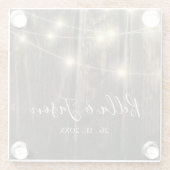 バ素朴ンウッドストリングライツウェディングパーティー ガラスコースター (裏面)