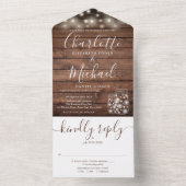 バ素朴ンウッドストリングライツメイソンジャース結婚ズ オールインワン招待状 (内側)