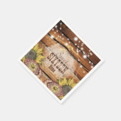 バ素朴ンウッドストリングライトサンフラワー スタンダードカクテルナプキン (角)