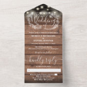 バ素朴ンウッドストリングライトフローラの結婚すべて オールインワン招待状 (内側)