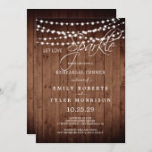 バ素朴ンウッドストリングライトリハーサルディナー 招待状 (正面/裏面)