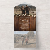 バ素朴ンウッドストリングライトレースフォト結婚ズ オールインワン招待状 (内側)