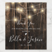 バ素朴ンウッドストリングライト結婚式の引き出物ワイン ワインラベル (シングルラベル)