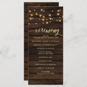 バ素朴ンウッドストリングライト結婚式 プログラム (正面/裏面)