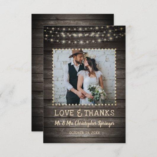 バ素朴ンウッドストリングラ結婚イツありがとう サンキューカード (正面/裏面)