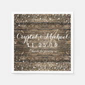 バ素朴ンウッドスノーフレーク冬の結婚式 スタンダードカクテルナプキン (正面)