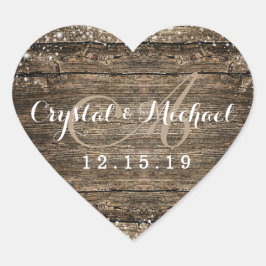 バ素朴ンウッドスノーフレーク冬の結婚式 ハートシール