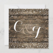 バ素朴ンウッドスノーフレーク冬の結婚式 招待状 (裏面)