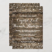 バ素朴ンウッドスノーフレーク冬の結婚式 招待状 (正面/裏面)