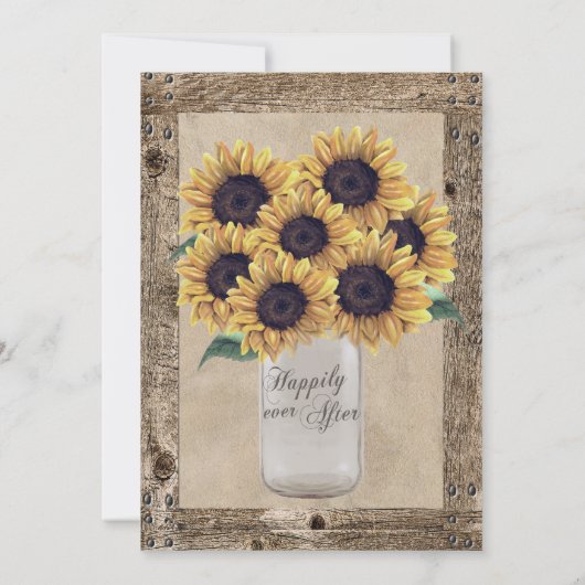 バ素朴ンウッドズ結婚ンフラワーメイソンジャー 招待状 (裏面)