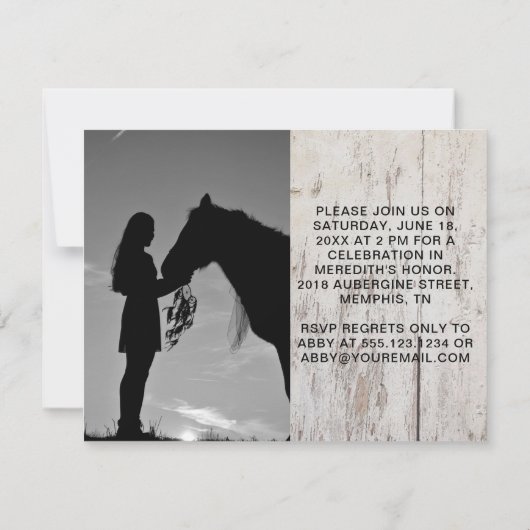 バ素朴ンウッドツーフォト卒業お祝い 招待状 (裏面)