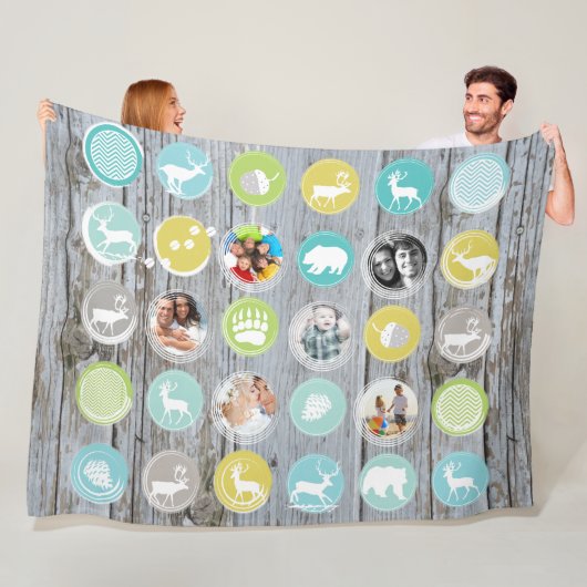 バ素朴ンウッドディアベアファミリーの写真 フリースブランケット (インサイチュ)