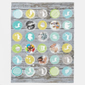 バ素朴ンウッドディアベアファミリーの写真 フリースブランケット (正面)