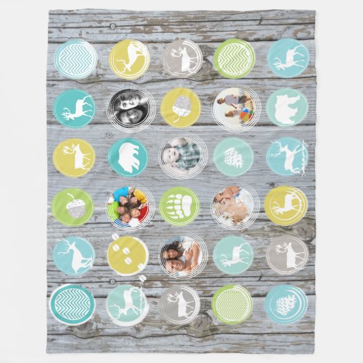 バ素朴ンウッドディアベアファミリーの写真 フリースブランケット (正面)