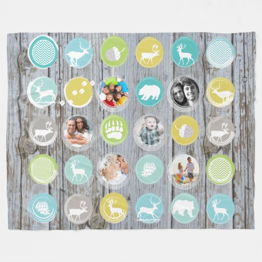 バ素朴ンウッドディアベアファミリーの写真 フリースブランケット (正面(横))