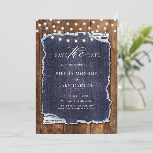 バ素朴ンウッドデニ結婚ム写救真の日付 招待状 (スタンド正面)